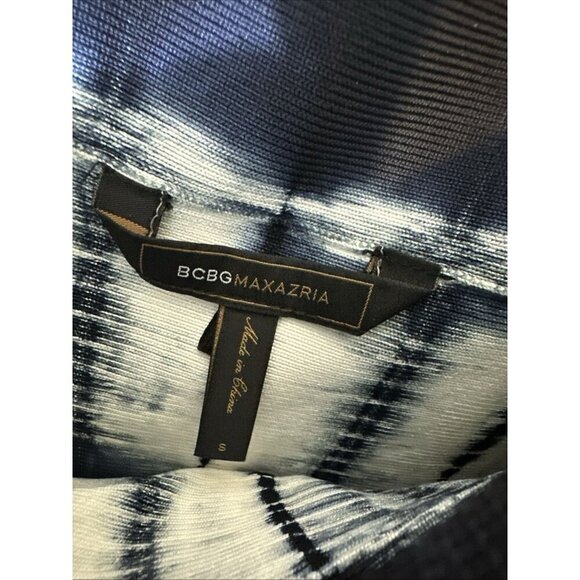 BCBGMAXAZRIA Mini Skirt Small Blue White Tie Dye Ribbed Bodycon Stretch - Picture 4 of 7